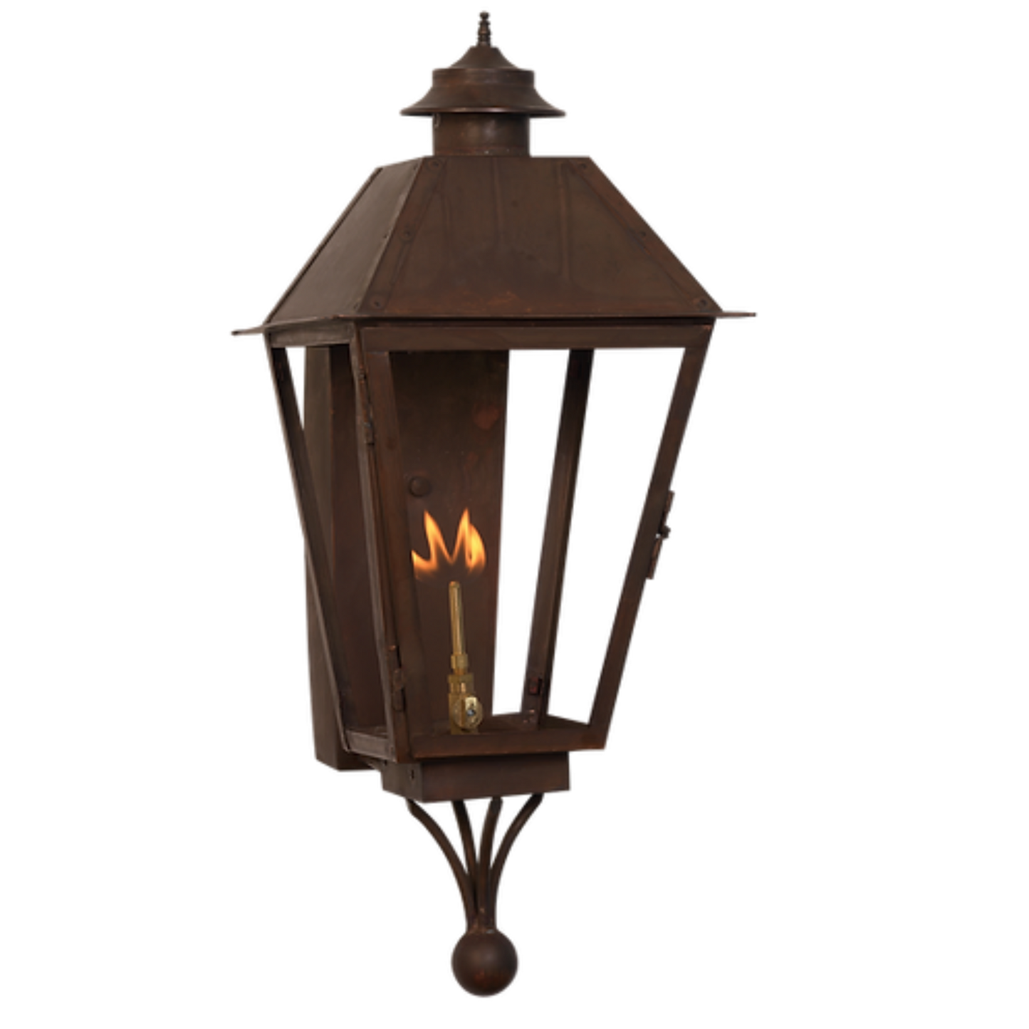 Arch Ball Finial showcased on a wall mounted lantern