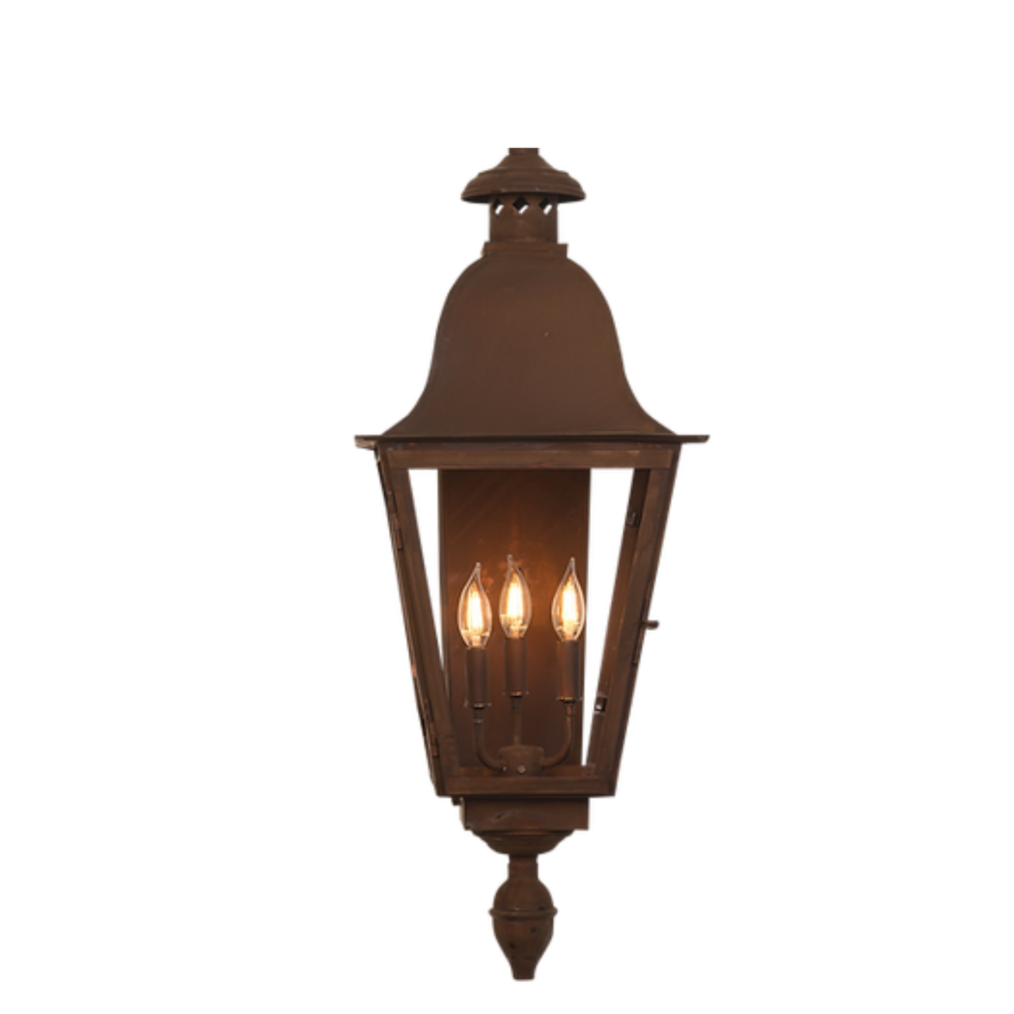 Example of a bottom football finial option on a wall hung lantern