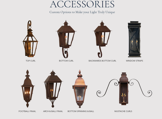 List of the accessories available for the light fixtures