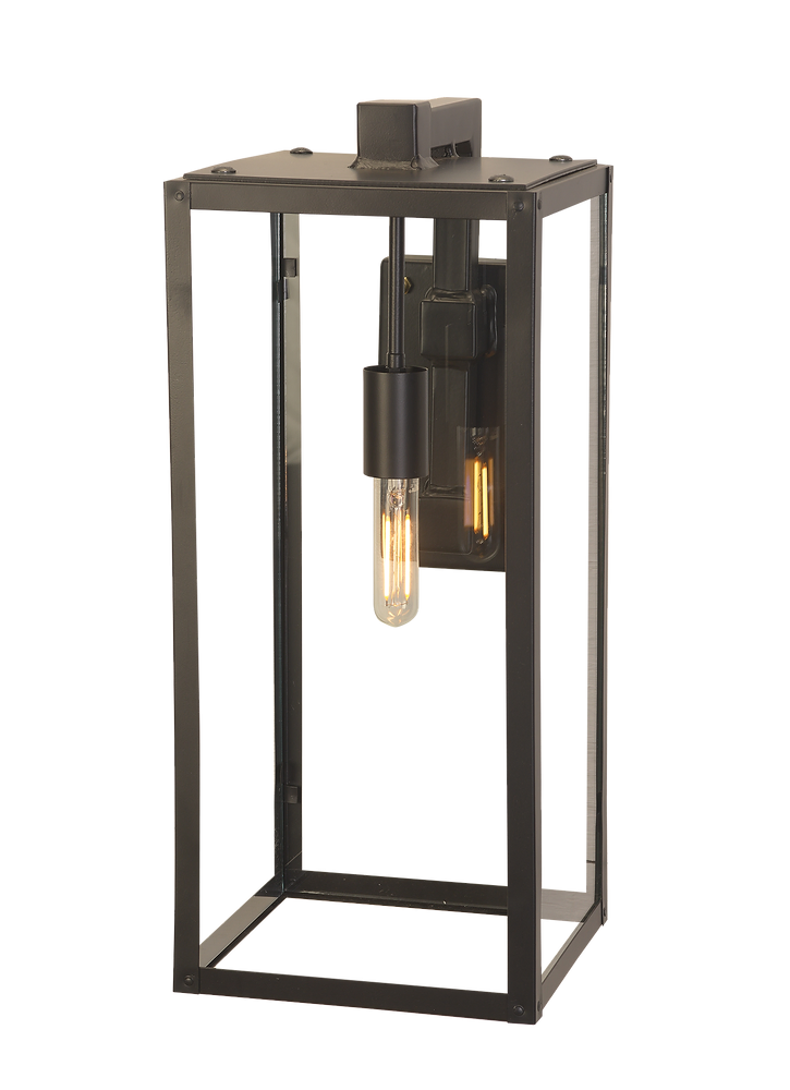 Example of the bronze finished Ashley lantern with a single vintage style bulb