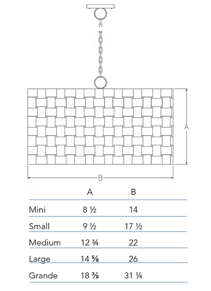 Measurement chart for the Basket Weave Chandelier