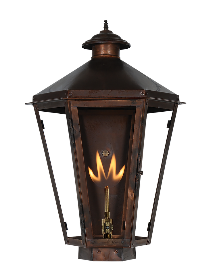 Example of the Biloxi wall lantern with a gas lighting feature