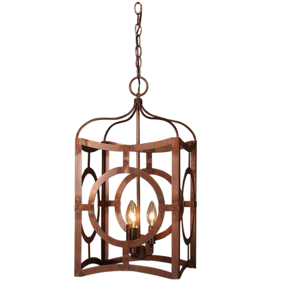 Copper Bonsai Chandelier hung with a chain