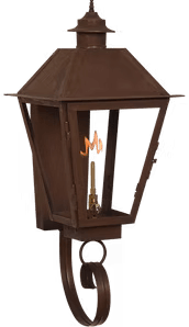 Bottom Curl finial option featured on a wall hung lantern