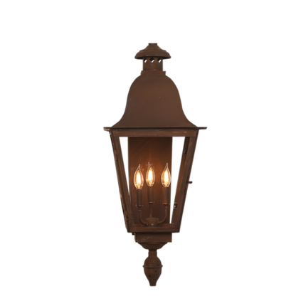 Example of a bottom football finial option on a wall hung lantern