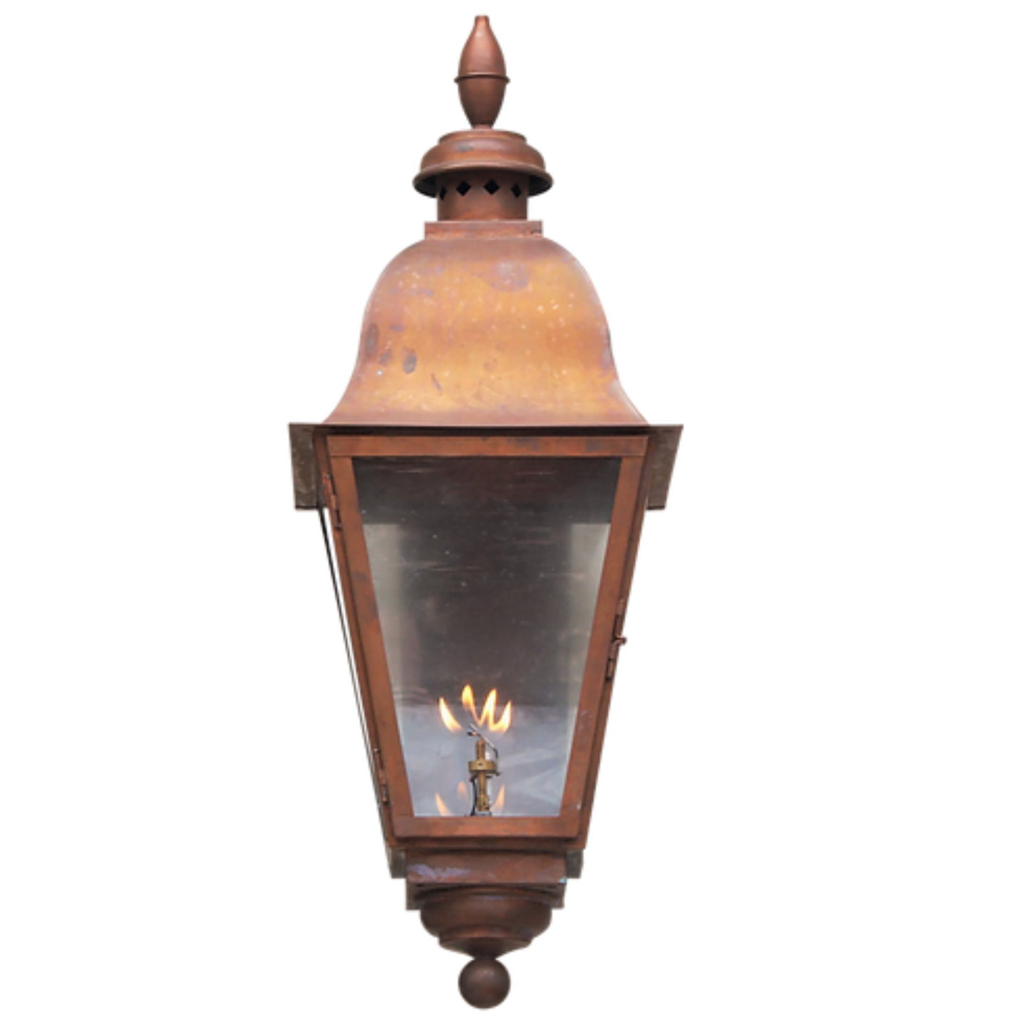 Example of a bottom spinning ball finial on a wall hung lantern