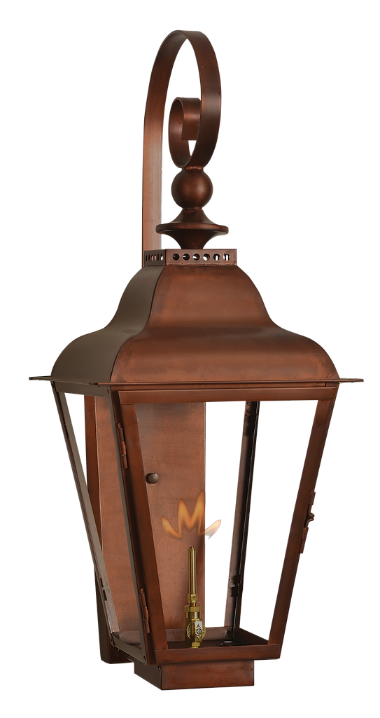 An example of a gas lit Brunswick wall hung lantern