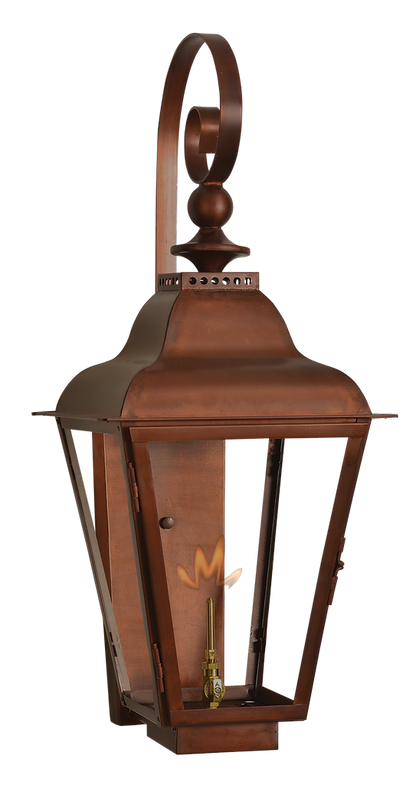 An example of a gas lit Brunswick wall hung lantern
