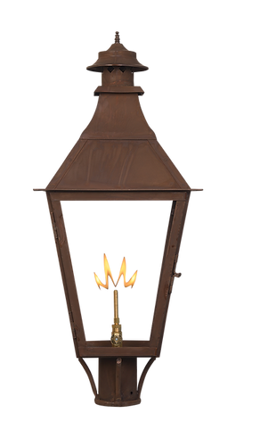 An example of the copper yard post mount on a wall lantern
