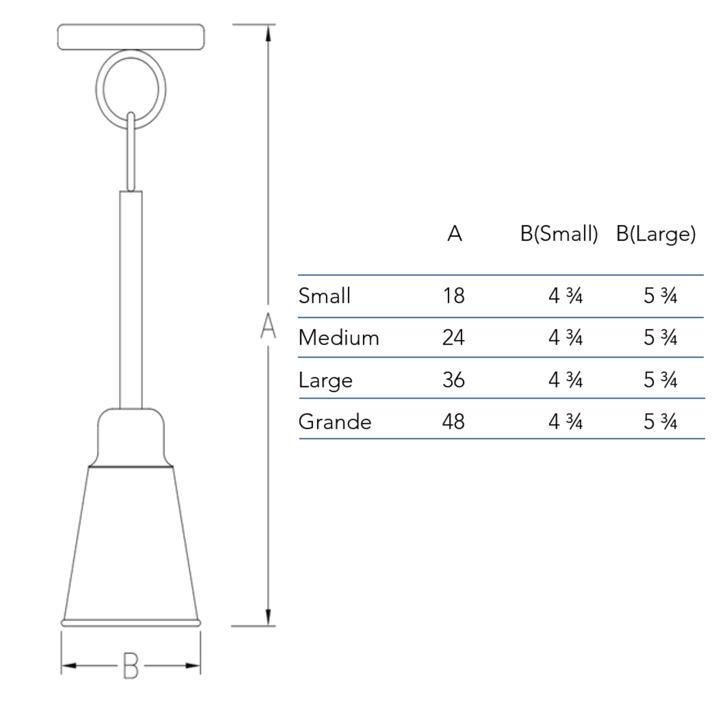 Measurement for the Down Shade chandelier