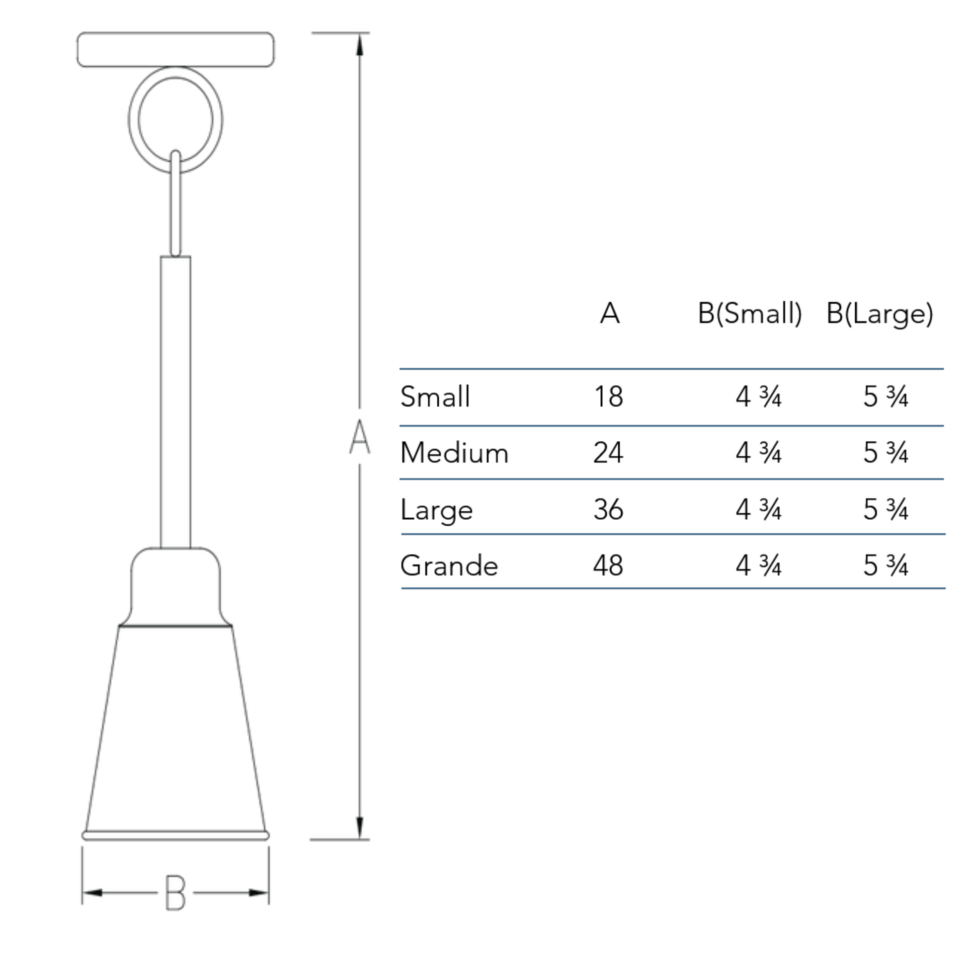 Measurement for the Down Shade chandelier