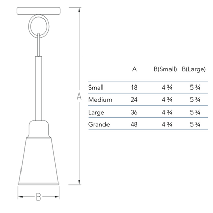 Measurement for the Down Shade chandelier