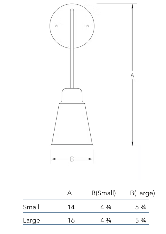 Measurements chart for the Gooseneck lantern