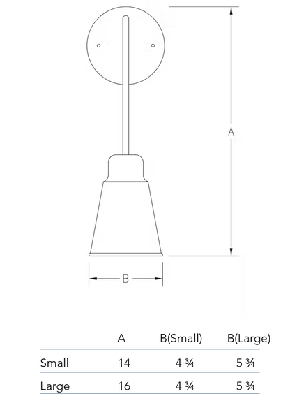 Measurements chart for the Gooseneck lantern