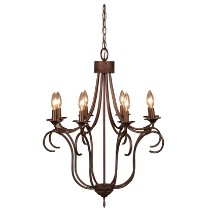 A copper Long Island chandelier is hung with a matching chain