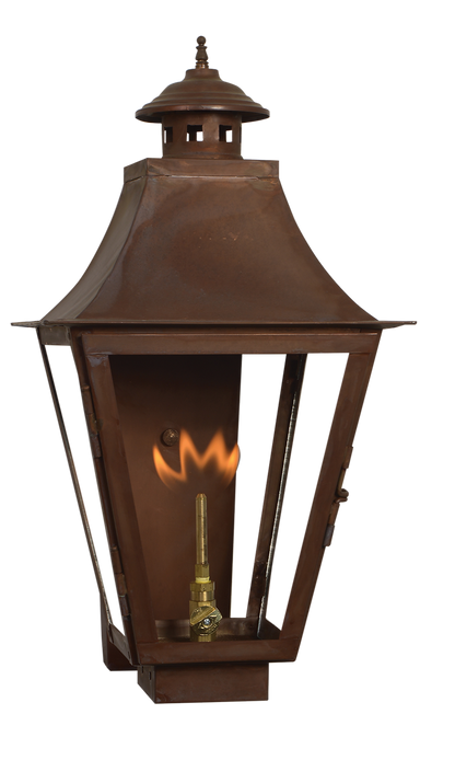 A Montrose wall lantern with a gas powered lighting feature