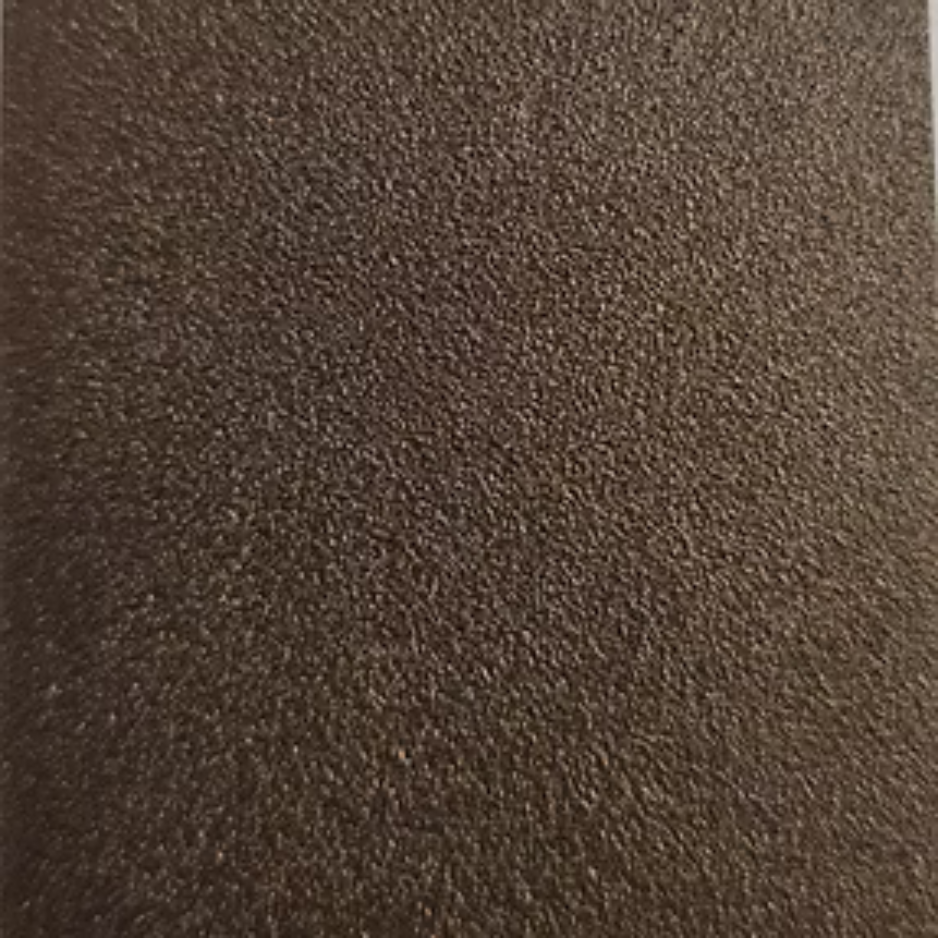 A color sample of the Oil Rubbed Bronze powder coat finish