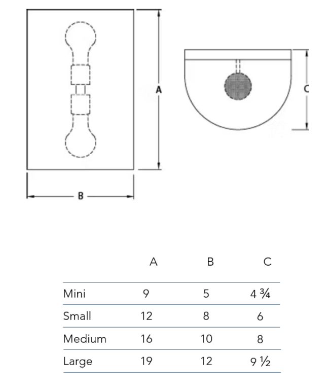 Measurements chart for the Piastra wall lantern