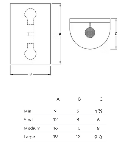 Measurements chart for the Piastra wall lantern