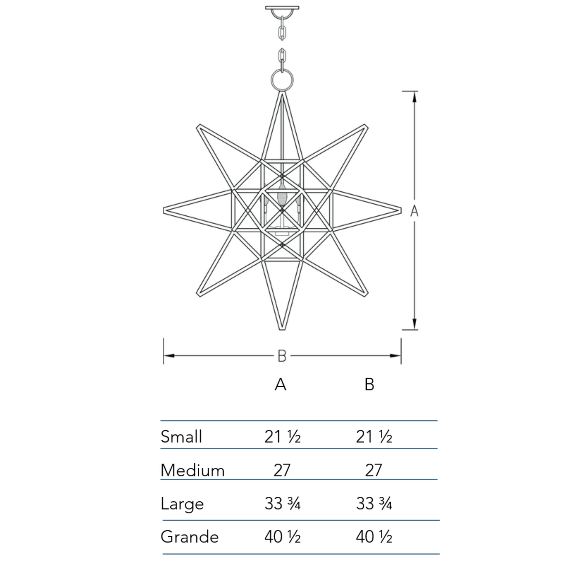 Measurement chart for the Star chandelier