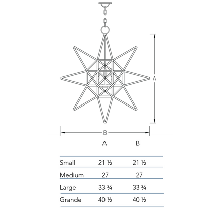 Measurement chart for the Star chandelier