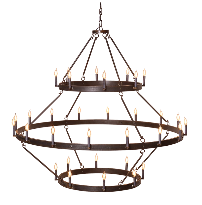 An image of the copper Sullivan chandelier with the triple tier variable option
