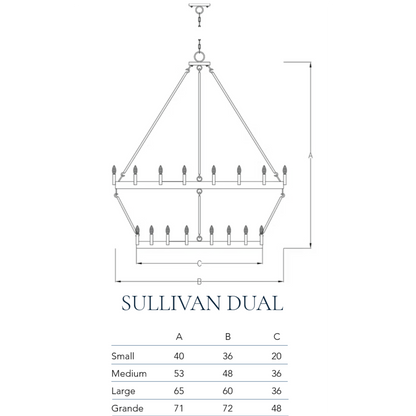 Measurement chart for the Dual Variant of the Sullivan chandelier