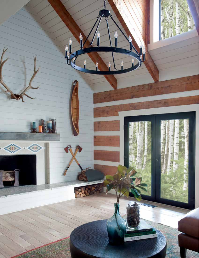 Sullivan black powder coated steel chandelier with single tier and 16 candelabra lights.