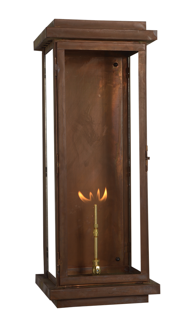 The copper Winnipeg wall lantern is featured with a gas lighting option