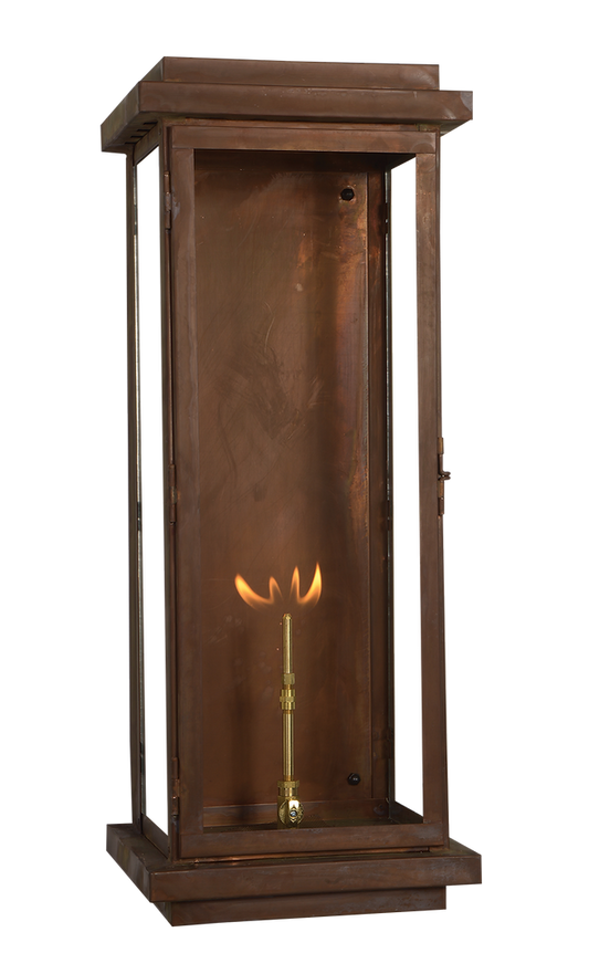 The copper Winnipeg wall lantern is featured with a gas lighting option