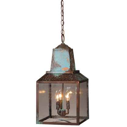 Winnsboro Copper Pendant Chandelier with chain and candleabra.